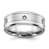 Chisel Cobalt Brushed and Polished with CZ  Beveled 8mm Band
